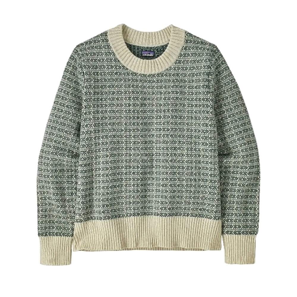 Patagonia Green and Cream Crew Neck Sweater
